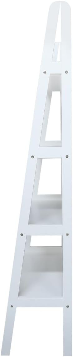 Casual Home 100% Solid Wood 4-Shelf Ladder Bookcase, Standard, 60" H, White