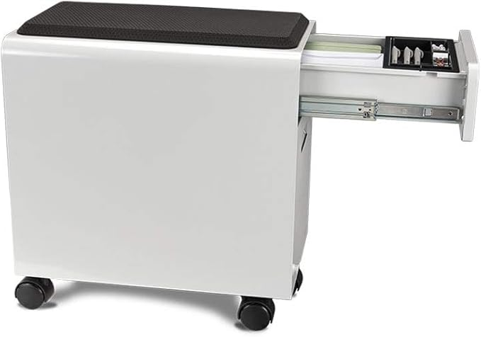 Narrow 2-Drawer File Cabinet with Seat, Rolling (White) by Uplift Desk