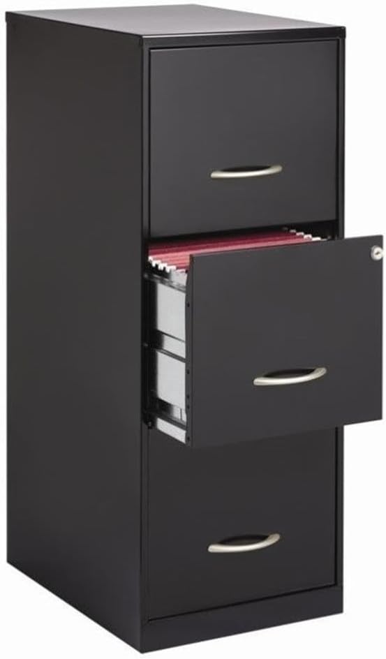 Hirsh Industries SOHO 2 Piece 3 Drawer Letter File Cabinet and Mobile File Caddy in Black