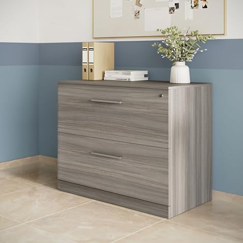 NBF Walnut Wood Locking File Cabinet with Drawers for Office Storage