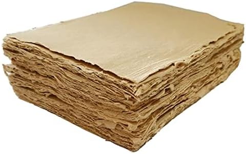 Deckle Papers Handmade Deckle Edge Blank Paper Mixed Media Loose Leaf Paper for Wedding Invitations, Crafts -Thick 150 GSM Size-A5 Pack of-50-Brown