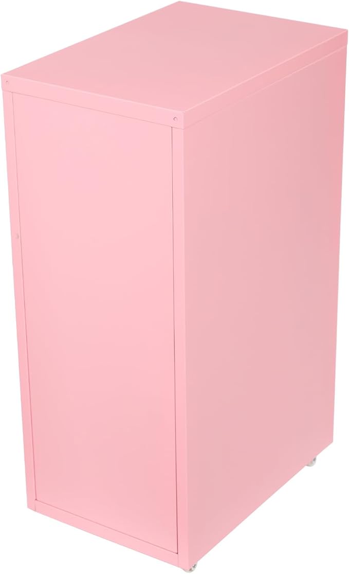 6-Drawer Metal File Cabinet, Mobile File Cabinet with Lock, Rolling Vertical File Cabinet Under Desk for Home Office, 11 * 16 * 27in (Pink)