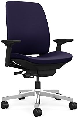 Steelcase Amia Task Chair: Black Frame/Polished Aluminum Base - 4 Way Adjustable Arms - Hard Floor Casters