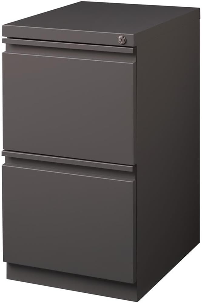 Scranton & Co 20" 2-Drawer Metal Mobile Pedestal Filing Cabinet, Espresso Finish, 27.75" H x 15" W x 19.88" D, Durable Steel Construction, Letter-Size File Storage, Hidden Casters, Locking Office