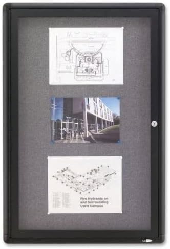 Quartet Bulletin Board 24"W x 36"H Enclosed & Lockable Fabric Notice Board, Graphite/Gray (2363L)