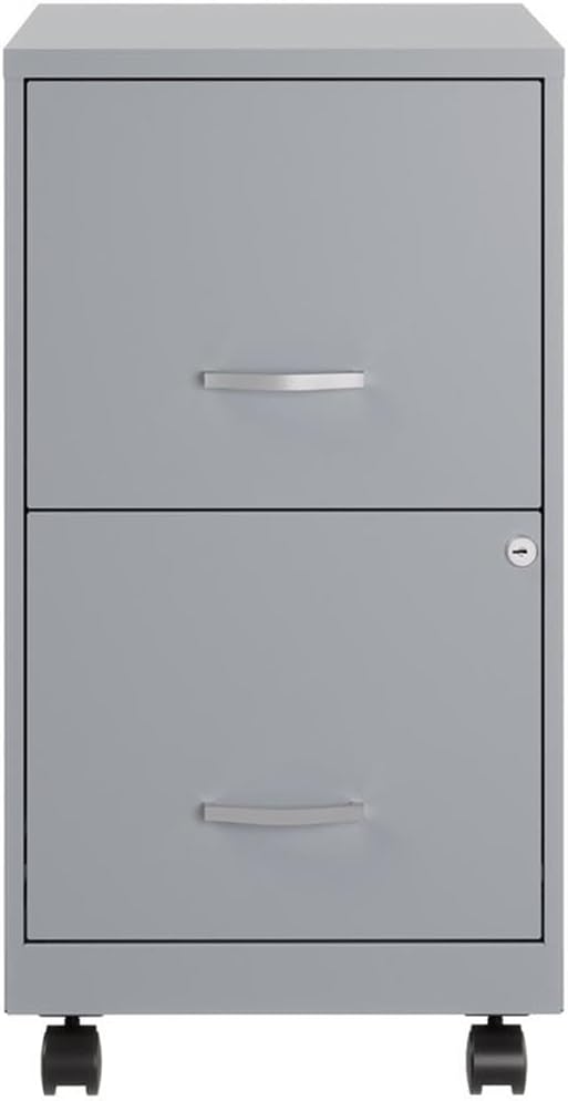 Space Solutions 18" D 2 Drawer Mobile Metal Vertical File Cabinet Platinum/Gray