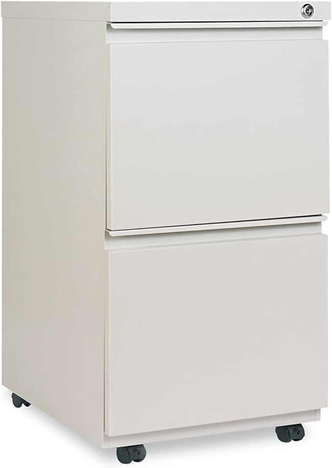 Alera PBFFLG Two-Drawer Metal Pedestal File with Full-Length Pull, 14 7/8w x 19 1/8d, Lt Gray