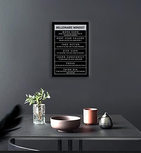 Inspirational Entrepreneur Proverbs Millionaire Mindset Inspirational Canvas Wall Art Motivational Painting Poster Print Artwork Office Decoration Company Studio Frame Ready to Hang[12''W X 18''H]