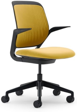 Steelcase Cobi Chair: Fixed Arms - Standard Carpet Casters - Cogent Tumeric Fabric
