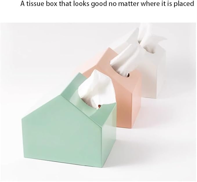 Stylish Tissue Box Durable Tissue Box Exquisite Napkin Holder and Adorable House Shaped Square Tissue Box Holder for Home Office Countertop Modern Tissue Box (Color : Green, Size : B) (Green Multi)