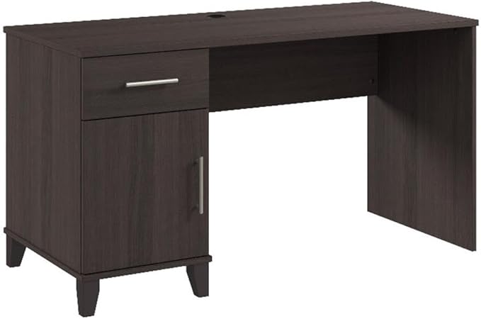 Bush Home Somerset 54W Office Desk with Drawer and Cabinet in Storm Gray, Computer Table with Storage for Home Office Workspace