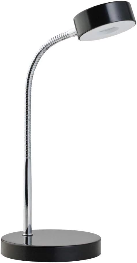 Globe Electric 12643 Energy Star Integrated LED Desk Lamp, Matte Black, Chrome Gooseneck, 5 Watts, 250 Lumens