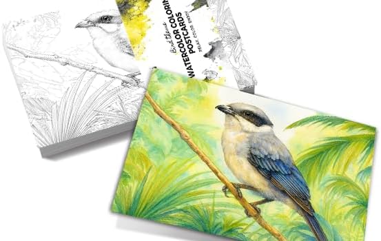Artwink Watercolor Coloring Cards – Bird Theme, 15 Sheets (5x7 Inches, 300gsm), Works with Watercolor, Colored Pencils, or Markers, Great for Coloring Book Lovers & Watercolor Painting Practice