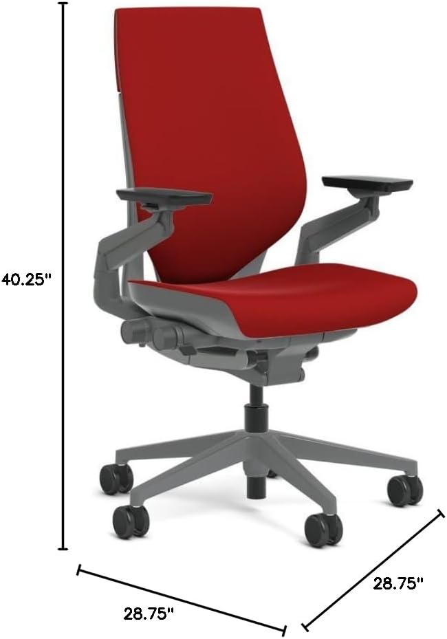 Steelcase Gesture Task Chair: Wrapped Back - Sterling Dark Solid Frame/Base/Merle Accent - Roll Control Hard Floor Casters