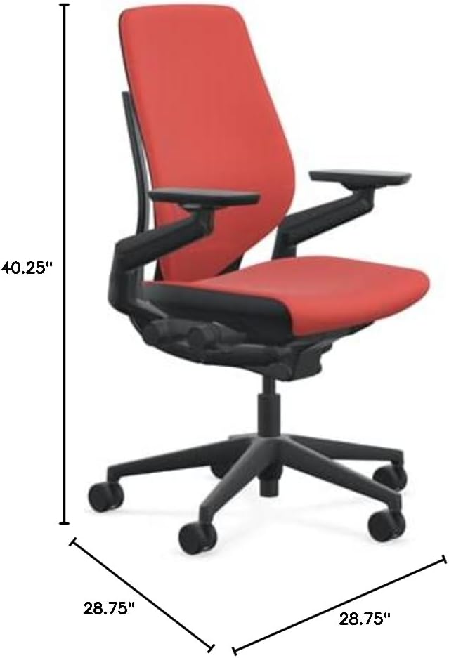 Steelcase Gesture Office Chair - Era Saffron Fabric, Low Seat Height, Shell Back, Black on Black Frame, Lumbar Support, and Hard Floor Casters