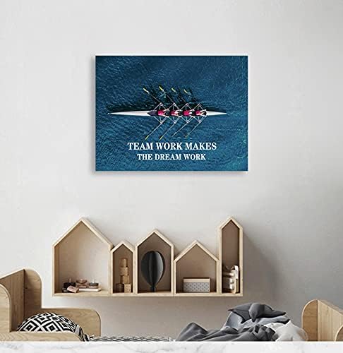 Inspirational Poster Successful Inspirational Quotes Canvas Wall Art Team Work Makes The Dream Work Motto Inspiring Entrepreneurs Printmaking Artwork Office Decoration Ready to Hang[18" W x 24" H]
