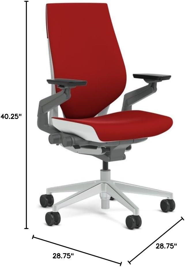 Steelcase Gesture Task Chair: Wrapped Back - Platinum Metallic Frame/Base/Seagull Accent - Roll Control Hard Floor Casters