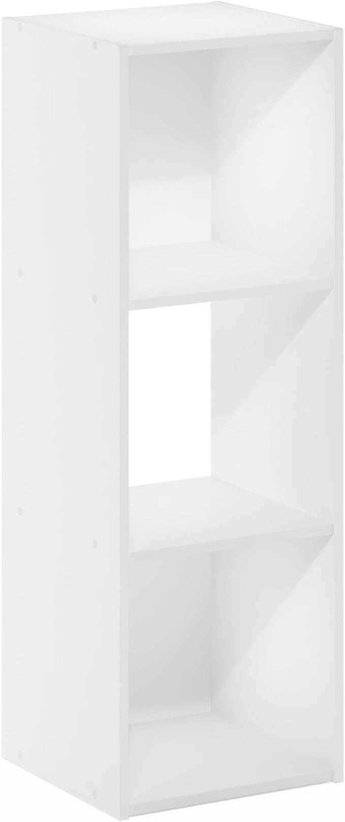 Furinno PELLI Book Shelf, 3 Cube Bookshelf with Open Back & Closed Back Cubes, 3 x 1 Storage Organizer Cabinet, 11.6 x 12.2 x 35.9, for Living Room, Bedroom, Home Office, White