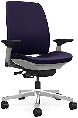Steelcase Amia Task Chair: Platinum Frame/Polished Aluminum Base - 4 Way Adjustable Arms - Hard Floor Casters