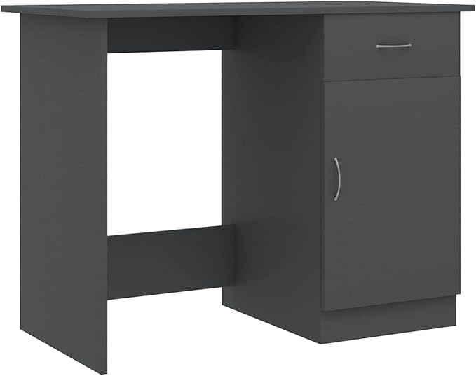 Bopdu Writing Desk Computer Desk Home Office, Writing Table Gamer Workstation Study Desk Gray 39.4"x19.7"x29.9" Engineered Wood