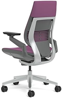 Steelcase Gesture Office Chair - Cogent Connect Concord Upholstered Wrapped Back Platinum Metallic Frame High Seat Merle Seat/Back/Arms (Dark/Light) Hard Floor Caster Wheels