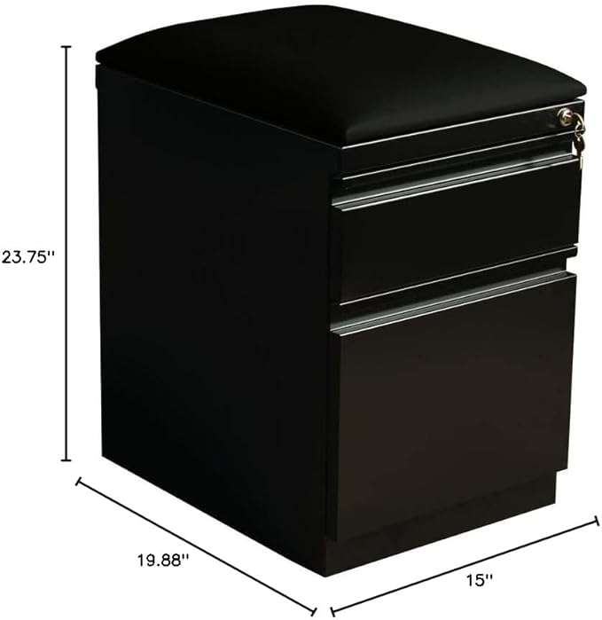 Hirsh 20-in Deep Mobile Pedestal File 2-Drawer Box/File. Black Cushion. Black