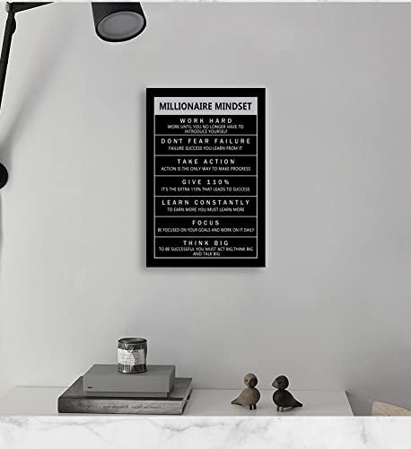 Inspirational Entrepreneur Proverbs Millionaire Mindset Inspirational Canvas Wall Art Motivational Painting Poster Print Artwork Office Decoration Company Studio Frame Ready to Hang[12''W X 18''H]
