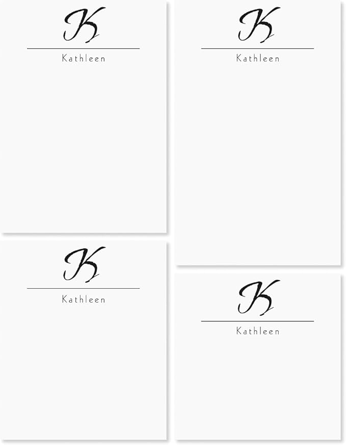 Current Inspirational Initial Personalized Notepad Set – Set of 4, 100-Sheet Pads, Multiple Sizes, Great for Shopping Lists, Grocery Lists and Personalized Gifts