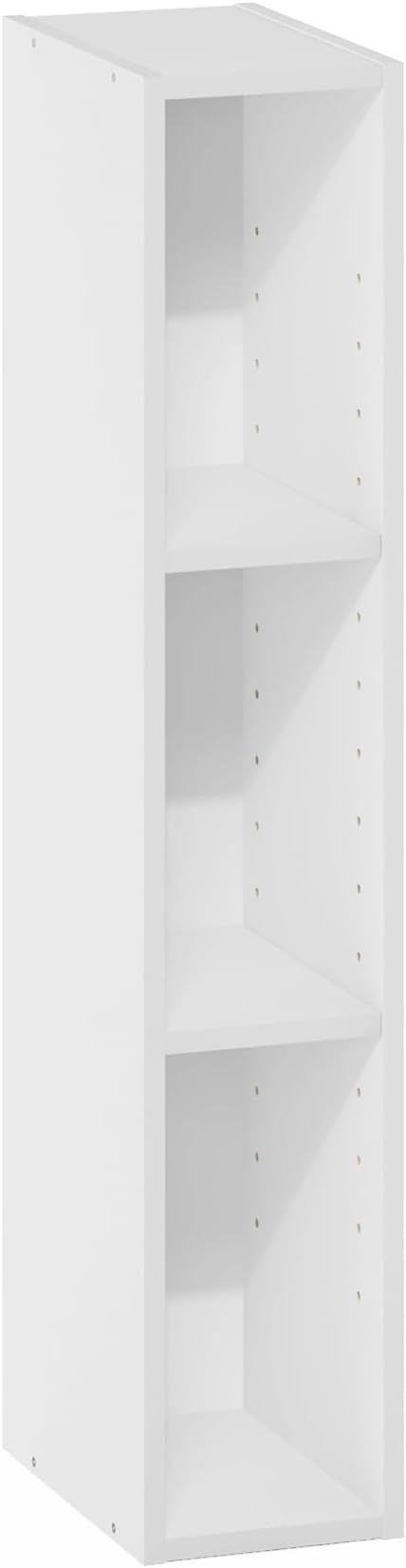 Furinno Fulda Book Shelf, 3-Tier Narrow Bookshelf, Bookcase with 6-in Width Storage Shelf, 9.3 x 5.9 x 31.5, for Living Room, Bedroom, Home Office, Plain White
