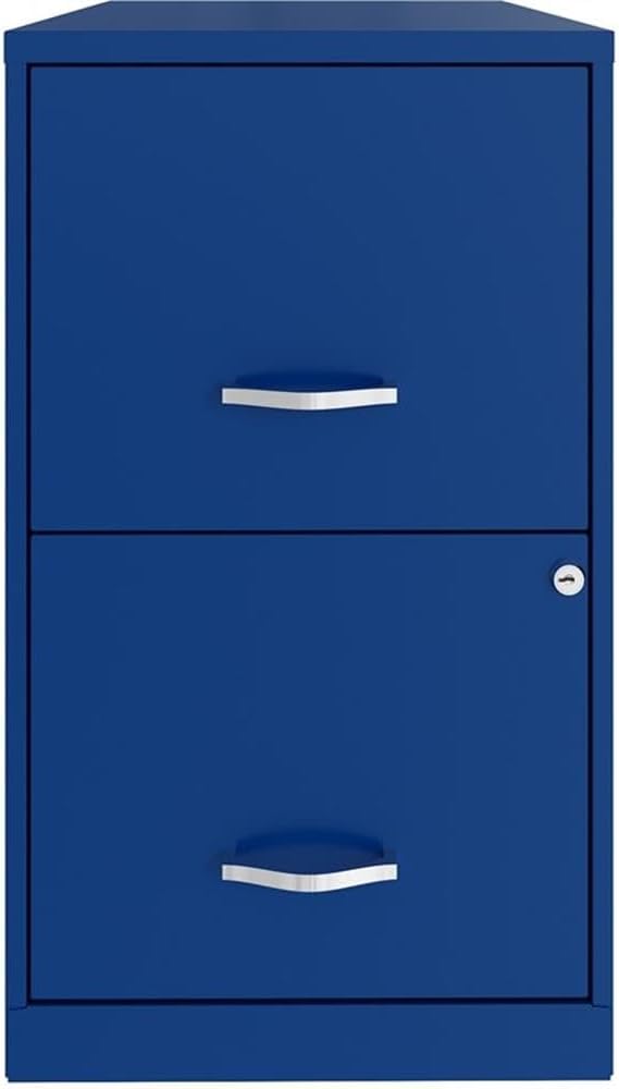 Scranton & Co Modern 18" D 2-Drawer Metal File Cabinet, Classic Blue Finish, Painted Steel, Locking Storage, High-Side Drawers, Compact Design for Home or Small Office