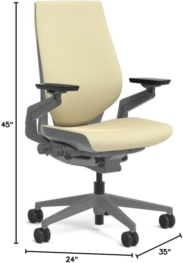 Steelcase Gesture Task Chair: Wrapped Back - Sterling Dark Solid Frame/Base/Merle Accent - Roll Control Hard Floor Casters