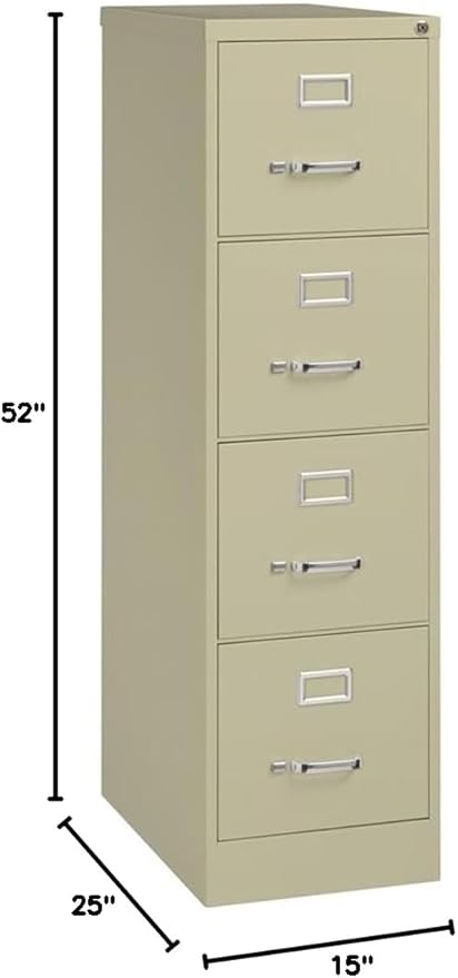 Pemberly Row Set of 3 4-Drawer Letter Width Vertical File Cabinet in Putty/Beige