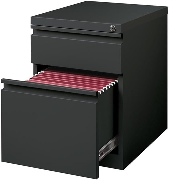 Hirsh 20-in Deep Mobile Pedestal File 2-Drawer Box/File Full Width Pull Charcoal