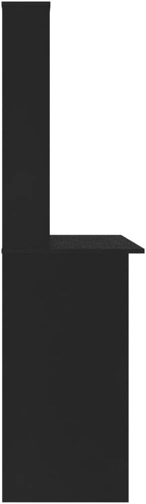 Modern Computer Desk Writing Study Table with Upper Cabinet, Home Office Student Table Laptop PC Writing Desk Home Office Writing Desk, Black 43.3"x17.7"x61.8"