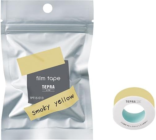 Tepra Lite Film Tape, Tape Width 0.59” from KINGJIM (Smoky Yellow)