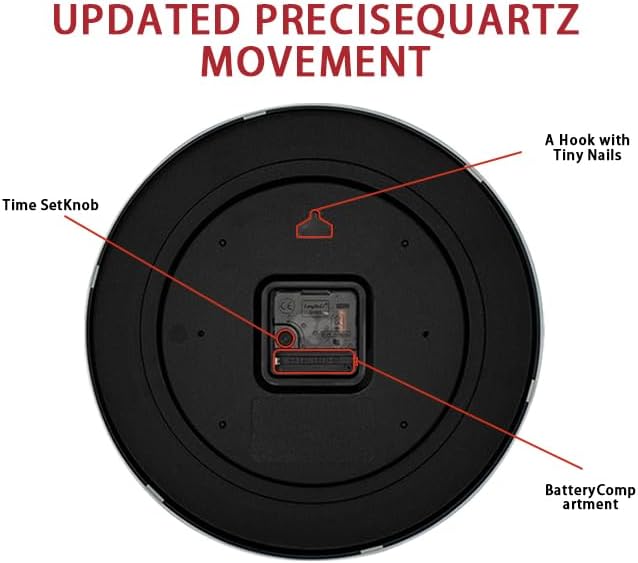 HZDHCLH Wall Clock Red,Silent Wall Clocks Battery Operated 8 Inch Modern Non Ticking Analog Clock Decorative for Kitchen Bedroom Living Room Office Classroom