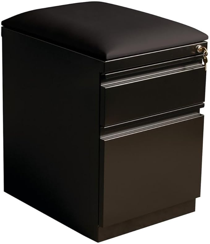 Hirsh 20-in Deep Mobile Pedestal File 2-Drawer Box/File. Black Cushion. Black