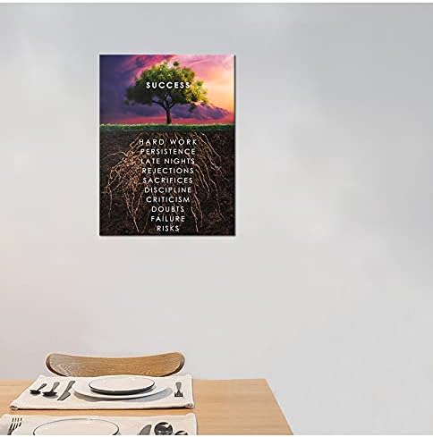 Generic Success Tree Inspirational Wall Art Inspiring Canvas Prints Entrepreneur Quotes Poster Print Artwork Office Decoration Living Room Bedroom Ready to Hang[18 W x 24 H]