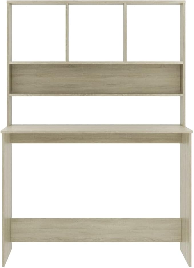 Modern Computer Desk Writing Study Table with Upper Cabinet, Home Office Student Table Laptop PC Writing Desk Home Office Writing Desk, Sonoma Oak 43.3"x17.7"x61.8"