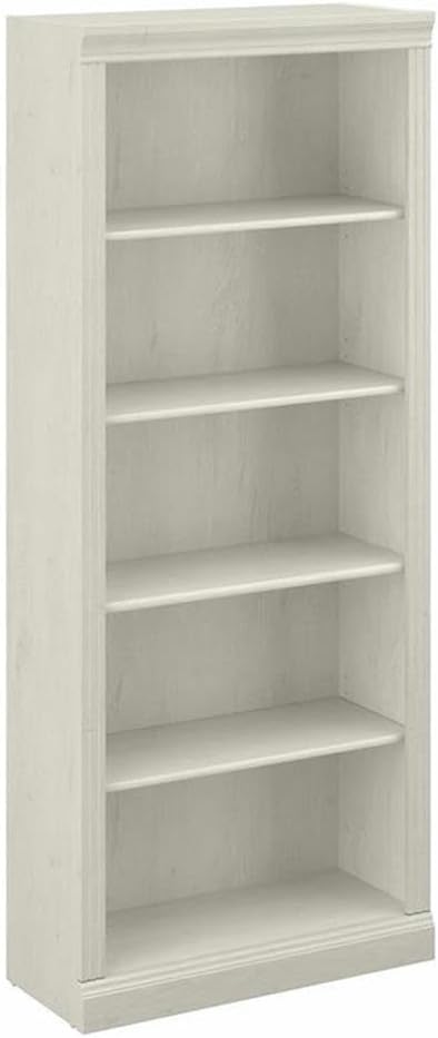 Bush Home Saratoga Tall 5 Shelf Bookcase in Linen White Oak, Home Office Organizer, Vertical Storage Solution for Books and Office Supplies, Tall Bookshelf
