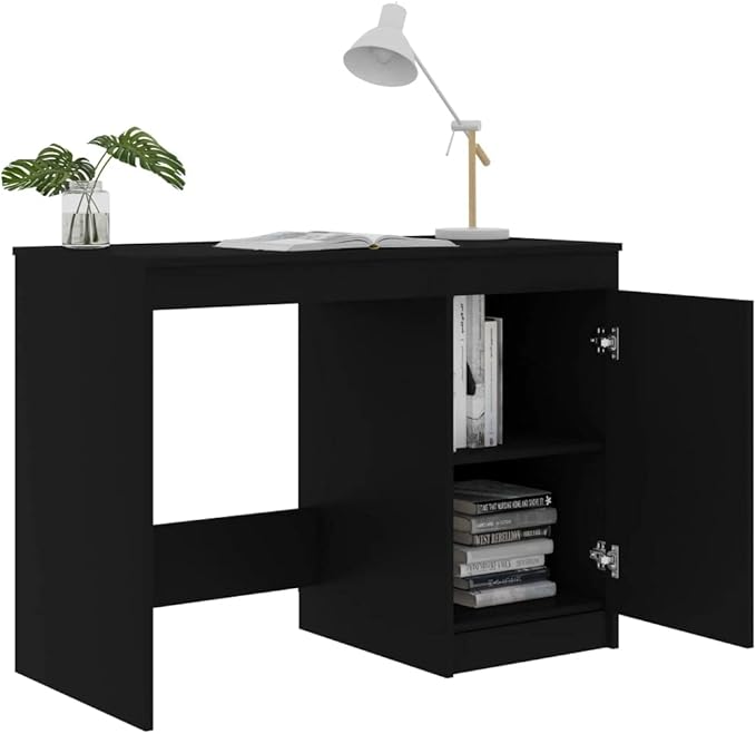 Modern Writing Computer Desk, Home Office Desk Writing Study Table PC Desk Workstation for Bedroom, Black 39.4"x19.7"x29.9" Engineered Wood(J)