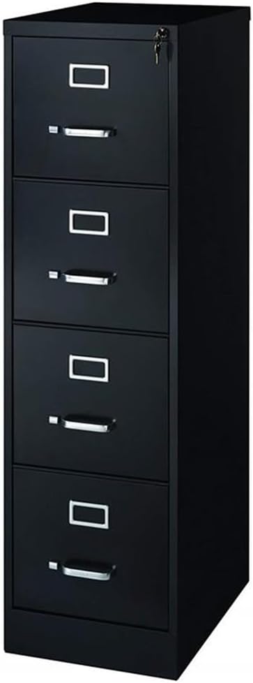 Home Square Fully Assembled 4 Drawer 22" Deep Letter File Cabinet in Black with File Caddy