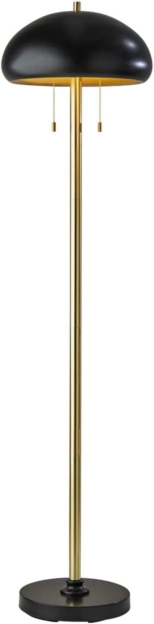 Adesso Floor Lamp with Black and Antique Brass Finishes – Bedroom, Home Office Lighting or Living Room Decor, 63.5” Tall