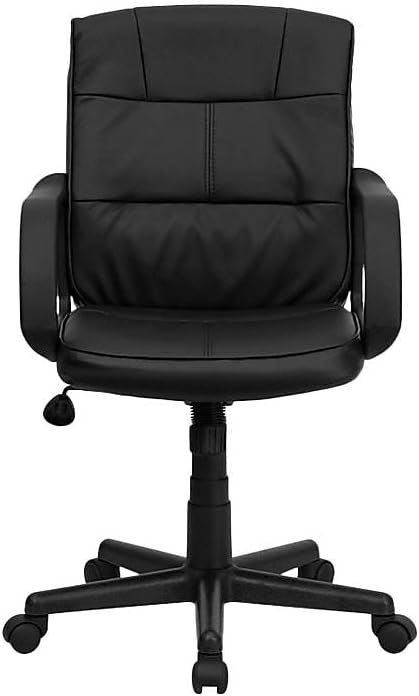 Flash Furniture Rider Mid-Back Black LeatherSoft Swivel Task Office Chair with Arms