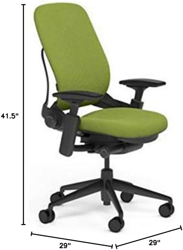 Steelcase Leap Desk Task Chair in Buzz2 5G59 Meadow Fabric - 4-Way Highly Adjustable Arms - Black Frame and 7" Tall Seat Height Base - Soft Dual Wheel Hard Floor Casters