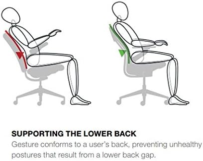 Steelcase Gesture Task Chair: Wrapped Back - Sterling Dark Solid Frame/Base/Merle Accent - Adjustable Lumbar Support - Roll Control Hard Floor Casters