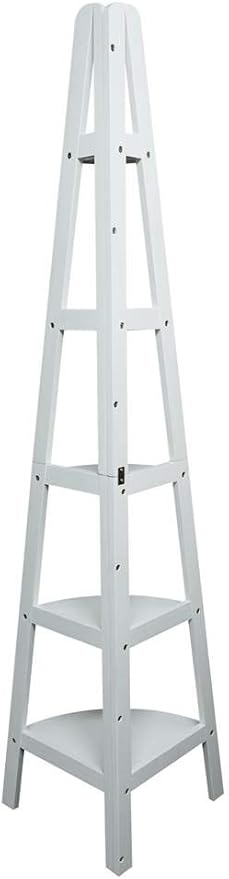 Casual Home 5-Shelf Corner Ladder Bookcase, White (Pack of 1)