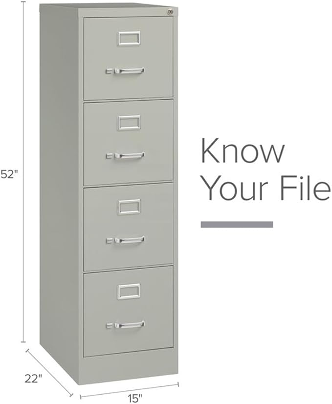 Pemberly Row Set of 3 4-Drawer Letter Width Vertical File Cabinet in Light Gray