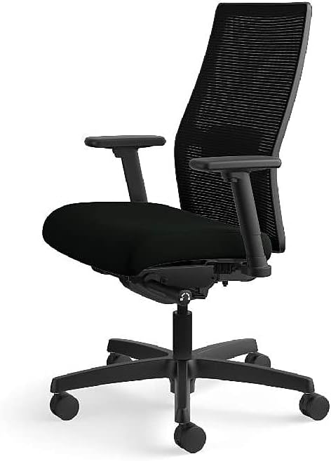HON Ignition 2.0 Mesh/Vinyl Mid-Back Task Chair, Adjustable Arms, Black (HON12M2AMLU10TK) (HONI2M2AMLU10TK)