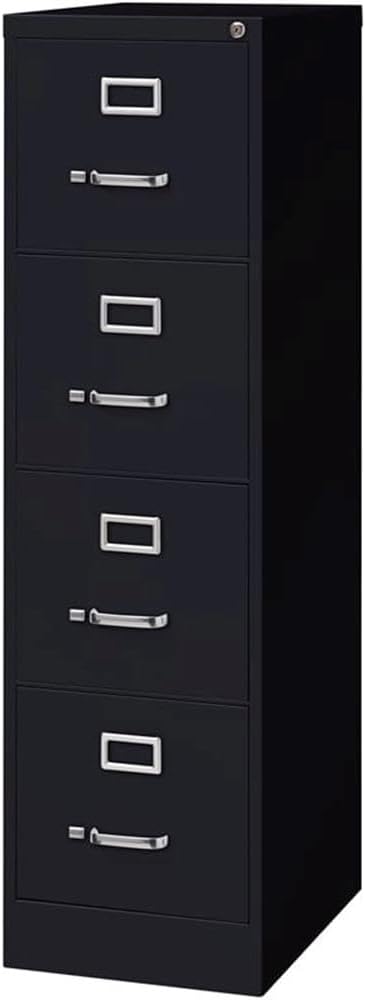 Scranton & Co 22" 4-Drawer Metal Letter Width Vertical Filing Cabinet in Black, Lockable, Sturdy Steel Construction, Office or Home Use, Durable Letter Size File Storage